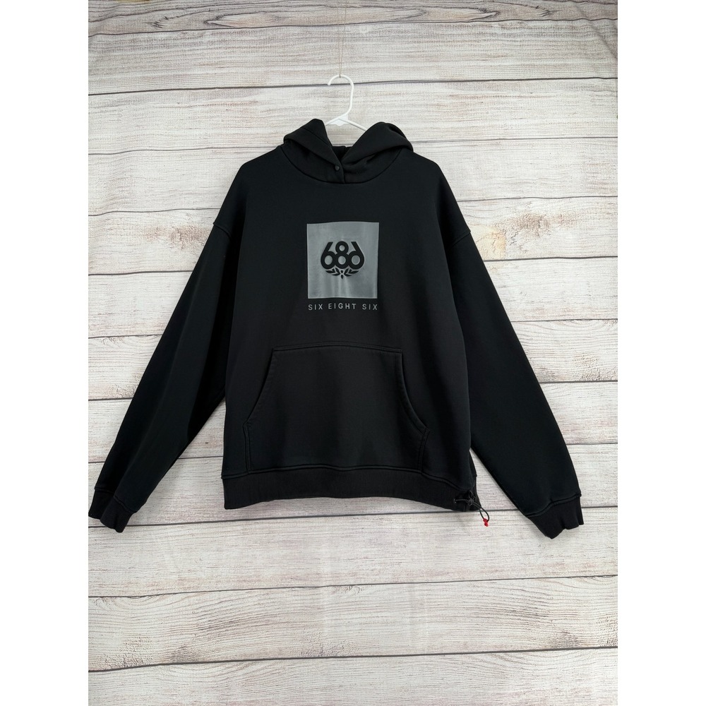 686 Hoodie Mens Large Black Technical Apparel Logo Fleece Pullover